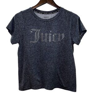 Juicy Couture Sleepwear Short Sleeve Tee Rhinestone Logo Heather Gray Medium